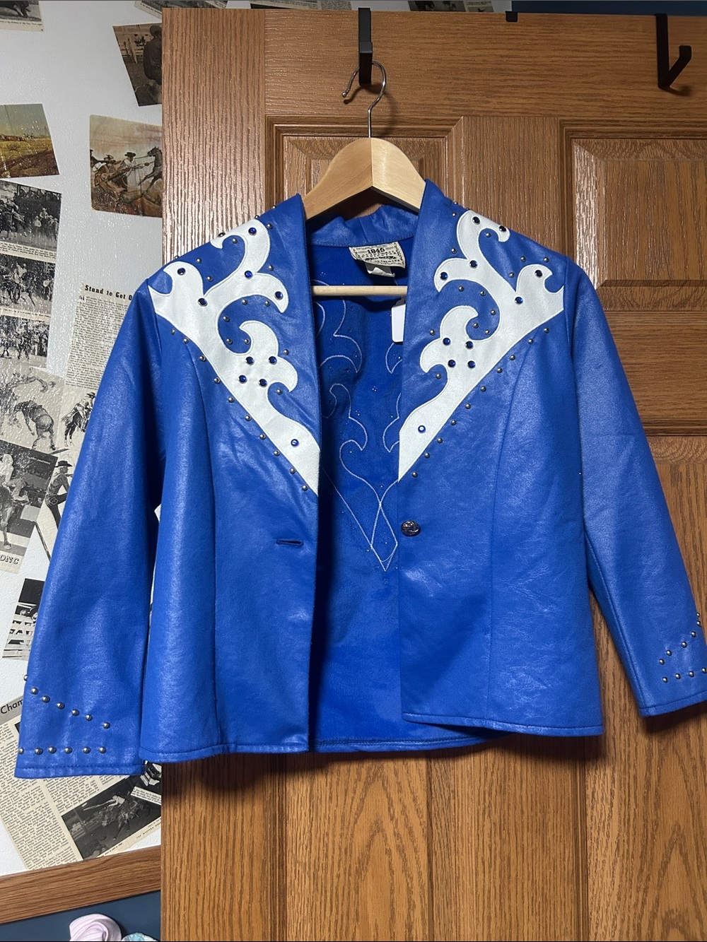 Women's Blue Faux Leather Western Jacket - Vintage - Rodeo Queen